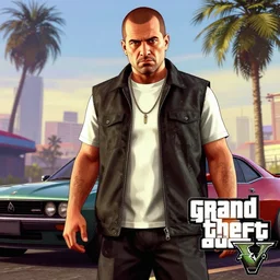 Tux in Grand Theft Auto 5 cover art, epic, 4k resolution, extremely detailed, very sharp, artstation, digital art, vibrant,