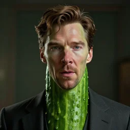 hyperrealistic film still of benedict cumberbatch disguised as a cucumber, stunning 3 d render, inspired by istvan sandorfi & greg rutkowski & unreal engine, perfect symmetry, dim volumetric cinematic lighting, 8 k octane comprehensive render, extremely hyper - detailed, incredibly lifelike attributes, intricate, real flesh texture, masterpiece, artstation, stunning,