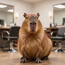 a portrait of a capybara at a barber shop, digital art, trending on artstation, matte painting