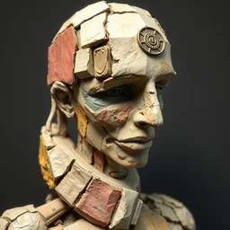 sculpture of 🦗, made of recycled materials, detailed, cubism, full color hd