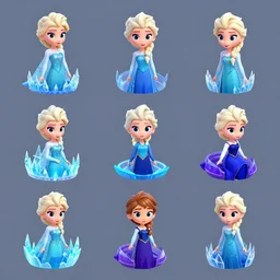 isometric 3 d game asset collection, frozen ever after, elsa's ice, dark ride, myvmk, with detailed, clean, cartoon, pixar, disney, toon shader, arnold maya render, unreal engine, artgerm, artstation by miha rinne
