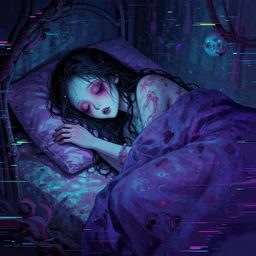 sleep in the land of anxious and blissful dreams, creepy, digital art, artstation, cgsociety, masterpiece, vaporwave, inspired by glitchart