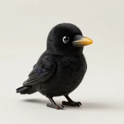 a cute toy raven bird, product shot
