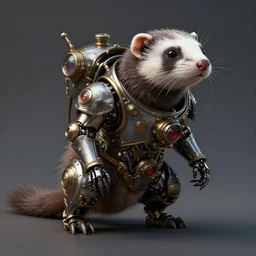 steampunk ferret - shaped mech, steampunk bioshock - inspired ferret - shaped mechanical long rat