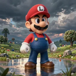 ! dream waluigi with an evil grin, by bob byerley, by wangechi mutu, airbrush, ray tracing reflections, ray traced, vfx