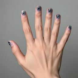 hand with fortytwo fingers and eyes as nails realistic photo