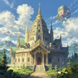 Temple of the Four Seasons, anime, a fantasy digital painting by Greg Rutkowski and James Gurney, trending on Artstation, highly detailed
