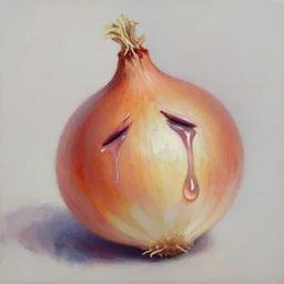 onion crying pastel oil painting