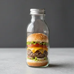 a hamburger in a bottle