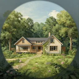 a beautiful very detailed illustration of house plan nature by asher brown durand, hyperrealism fisheye synthwave, archdaily, wallpaper, highly detailed, trending on artstation.