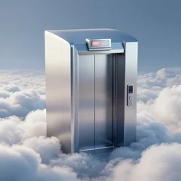 a computer generated image of a elevator in the clouds, a computer rendering by senior environment artist, polycount, cubo - futurism, rendered in cinema 4 d, rendered in unreal engine, volumetric lighting