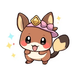 cute miss mascot chinchidou chinchidou minccino pokemon sticker art, cronobreaker, beeple game icon
