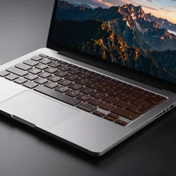 a smooth high - tech laptop, keyboard is made of chocolate, very realistic concept art