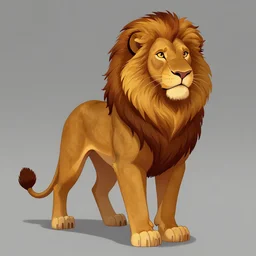 fullbody extremely beautiful detailed character design of a feral lion in egypt. extremely detailed fur deviantart lion adoptable, character concept artwork professional in the style of'the lion king'by jessica rossier, artstation, deviantart, fanpop, clean linework, fully colored