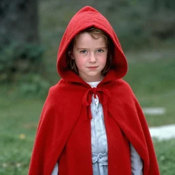 Arnold Schwarzenegger as little red riding hood.