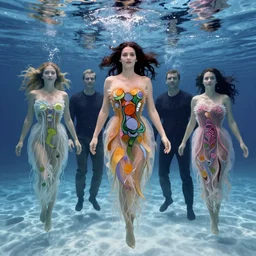 a woman wearing a jellyfish dress iunder water by anny leibovitz, greg rutkowski, paolo roversi, ( ( ( mucha ) ) )