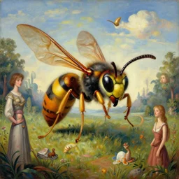 photo of a crazy wasp, warped reality, bizarre, fantasy landscape, art by andreas achenbach, august macke, alice bailly, alison geissler