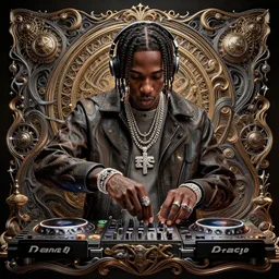 dj travis scott, 4 k, intricate detailed, jaw dropping, gorgeous, surreal, octane render