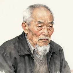 a portrait of a grumpy old man by ruan jia