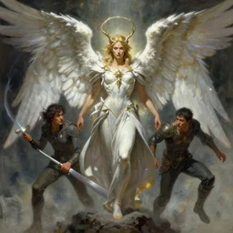 archangel judgement, by beksinski, wayne barlowe, ruan jia, adrian smith fantasy art