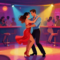 salsa in a colorful club, by greg rutkowski, art station