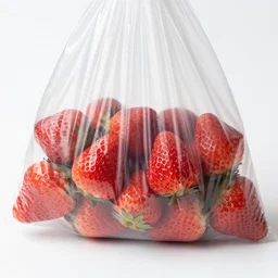 strawberries inside a plastic bag