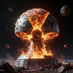nuclear war in the middle of space, octane render, 8k