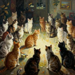 Many Cats at the party Day by Peter Max