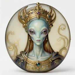 realistic detailed artnouvo alien queen portrait by rene lalique