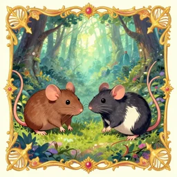 two rats, one brown tan domino one black white markings, fanart ornate fantasy ori and the blind forest cover style official behance hd artstation by jesper ejsing, by rhads, makoto shinkai and lois van baarle, ilya kuvshinov, rossdraws pastel vibrant
