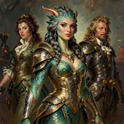 A fantasy comic book style portrait painting of Grace Kelly, as an Atlantean Reptilian Warrior, Mystical Valkyrie, François Boucher, Oil Painting, unreal 5, DAZ, hyperrealistic, octane render, Regal, Refined, Detailed Digital Art, RPG portrait, William-Adolphe Bouguereau, Michael Cheval, Walt Disney (1937), Steampunk, dynamic lighting, Highly Detailed, Cinematic Lighting, Unreal Engine, 8k, HD