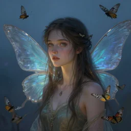 portrait of a dusk fairy surrounded by moths, concept art, digital painting, trending on artstation, deviantart, epic composition, extremely detailed, ambient lighting, masterpiece, sharp focus, octane render