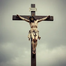 an actor crucifies god and satan on an electric cross