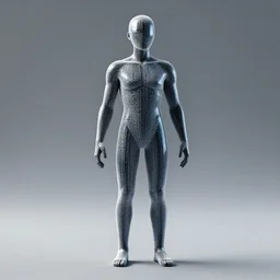 unreal, human body shape made of code zero and one, fine, surreal, cartoon