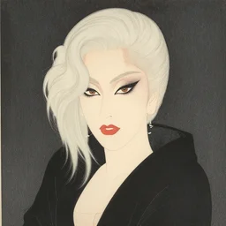 a portrait of lady gaga. shin - hanga.