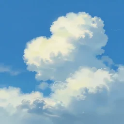 stylized clouds, curls, blue sky by makoto shinkai, pixar
