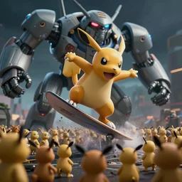 crowd surfing raichu against the machine, ratm, photorealistic, dark, cinematic, perspective