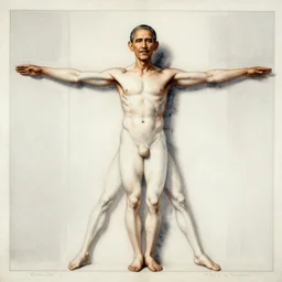 barack obama vitruvian man sketch by leonardo da vinci