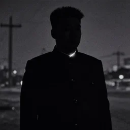 kim jong - il silhouette, 1 9 6 0 s pyongyang, film noir in the style of ghost in the shell by mamoru oshii