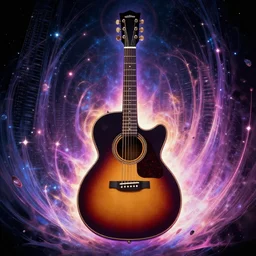 guitar, magical area, classic guitar, blade runner, by greg rutkowski