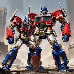 Optimus Prime fighting a Pacific Rim Robot