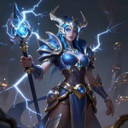 wizard inspired by DVA from overwatch, elemental, lightning, dungeons and dragons, character concept, trending on artstation, very detailed, fantasy, portrait
