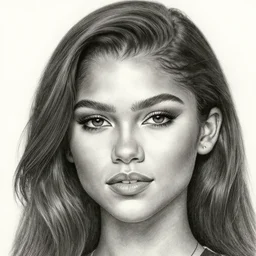 a realistic close - up portrait of a zendaya, charcoal drawing, intricate, high definition, 4 k, trending