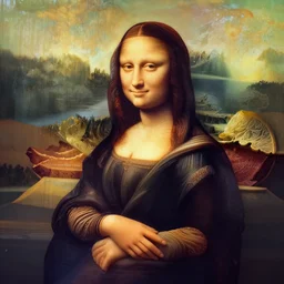 mona lisa, sculpted from sliced fruit