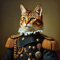 high - quality neoclassical portrait of a cat dressed as a general of the french empire, very detailed, 1 8 6 0, oil on canvas.