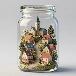 intricate illustration, of small town, inside a glass jar. intricately detailed. beautiful.. 3 d vray render, artstation, deviantart, pinterest, 5 0 0 px models