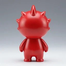 chibi kaiju sofubi, glossy, blank mold, soild red, promo shot