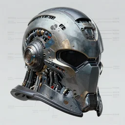 technical diagram of a cybernetic helmet, intricate and detailed assembly diagram of a cybernetic battle helmet 🤖🦾, photorealistic, exceptional detail, symmetrical fine details, full color, jaw dropping details, fantasy concept art, hyper realistic illustration, 4 k, artstation -