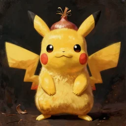 onion pikachu portrait, baroque painting, gnarled obese head