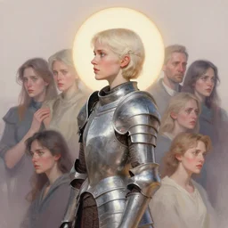 masterpiece ( ( side profile ) ) concept art by thomas blackshear, imogen poots as neo - gothic space templar, plate armour, holy halo, matte painting, extremely emotional, pastel colours, realistic shaded lighting poster by hsiao ron chen, artgerm, lawren harris, eve ventrue, magali villeneuve, jeremy lipkin, rob rey, christophe vacher